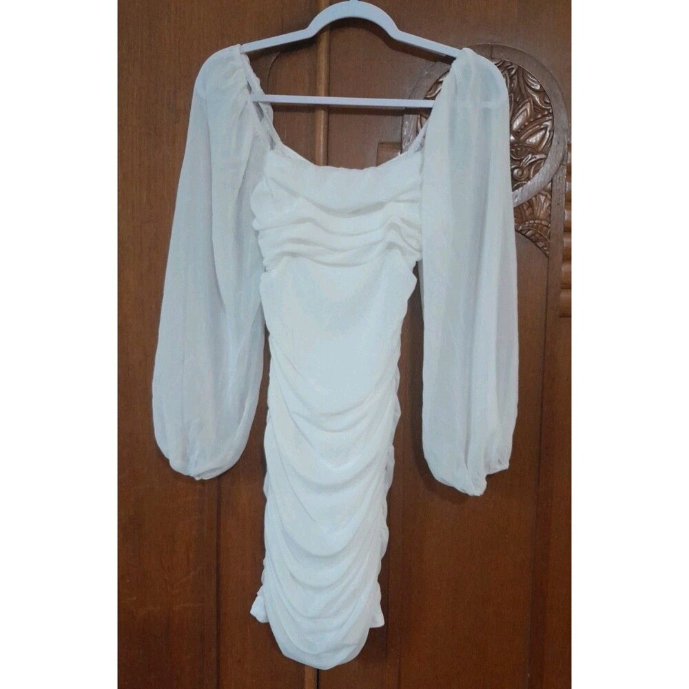 Princess Polly Women 4 White Bodycon Mini With Rouched Sides . B32